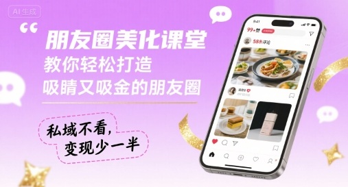 朋友圈美化课堂，教你轻松打造，吸睛又吸金的朋友圈，私域不看，变现少一半-创学资源站