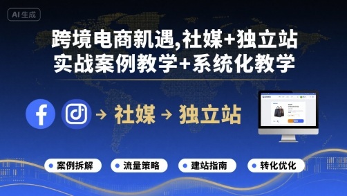 跨境电商新机遇，社媒+独立站，实战案例教学+系统化教学-创学资源站