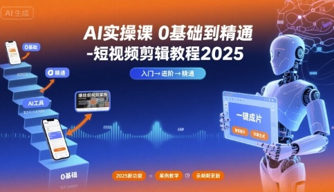 AI实操课0基础到精通-短视频剪辑教程2025-创学资源站