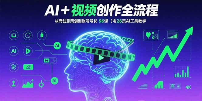 AI+短视频创作全流程：从创意策划到账号增长，96节课(含26项AI工具教学-创学资源站