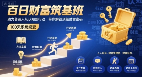 百日财富筑基班，助力普通人从认知到行动，带你解锁顶级财富密码-创学资源站