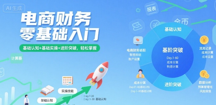 电商财务零基础入门，基础认知+基础实操+进阶突破，轻松掌握-创学资源站
