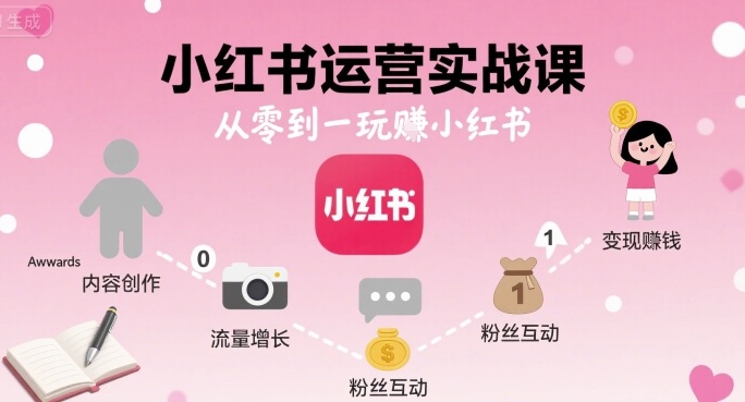 小红书运营实战课，从零到一玩賺小红书-创学资源站