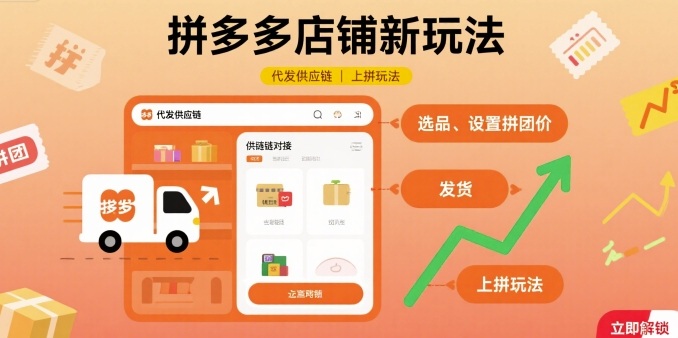 拼多多店铺新玩法，代发供应链上拼玩法-创学资源站