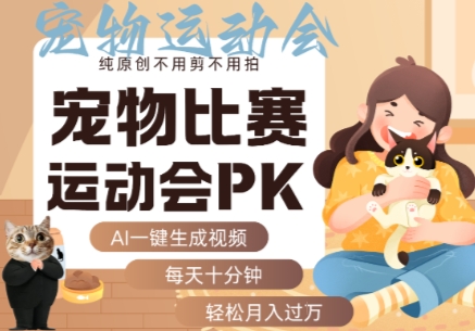 AI一键生成宠物比赛运动会PK视频，纯原创不用剪不用拍，每天十分钟，轻松月入过1W+-创学资源站