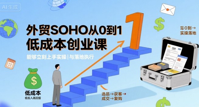 外贸SOHO从0到1低成本创业课，能够立刻上手实操与落地执行-创学资源站