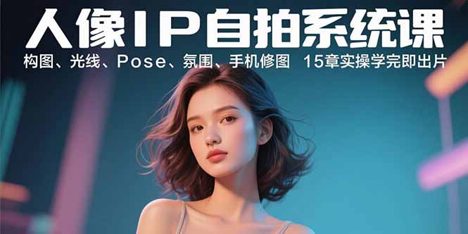 人像IP自拍系统课：构图、光线、Pose、氛围、手机修图 15章实操学完即出片-创学资源站