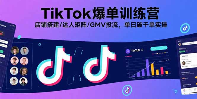 TikTok爆单训练营，店铺搭建/达人矩阵/GMV投流，单日破千单实操-创学资源站