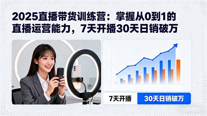 2025直播带货训练营：掌握从0到1的直播运营能力，7天开播30天日销破万-创学资源站