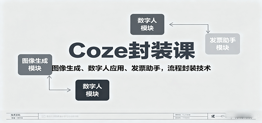 Coze封装课，图像生成、数字人应用、发票助手，流程封装技术-创学资源站
