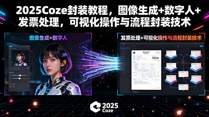2025Coze封装教程，图像生成+数字人+发票处理，可视化操作与流程封装技术-创学资源站