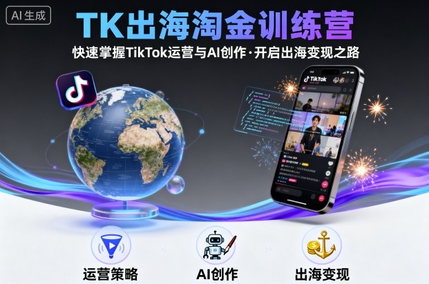 TK出海淘金训练营，助你快速掌握TikTok运营与AI创作，开启出海变现之路-创学资源站
