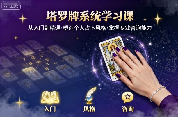塔罗牌系统学习课，助你从入门到精通，塑造个人占卜风格，掌握专业咨询能力-创学资源站