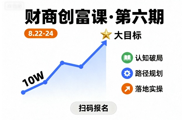 财商创富课第六期8月22-24号，如何从10W起步，一步步实现大目标-创学资源站