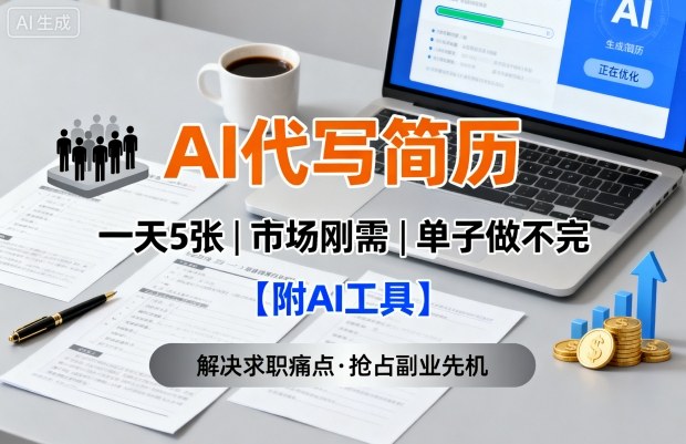 AI代写简历，一天5张，今年找工作难，市场刚需，单子做不完【附AI工具】-创学资源站