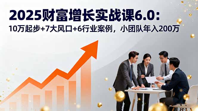 2025财富增长实战课6.0：10万起步+7大风口+6行业案例，小团队年入200万-创学资源站