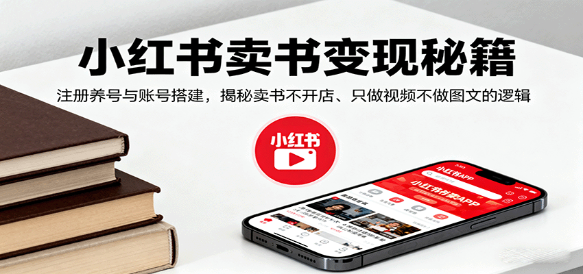 小红书卖书变现秘籍，注册养号与账号搭建，揭秘卖书不开店、只做视频不做图文的逻辑-创学资源站