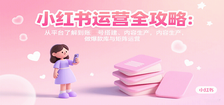 小红书运营全攻略：从平台了解到账号搭建、内容生产，做爆款库与矩阵运营-创学资源站