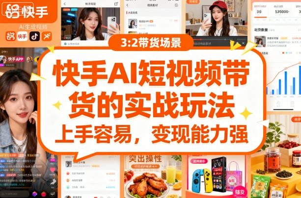 快手ai短视频带货的实战玩法，上手容易，变现能力强-创学资源站