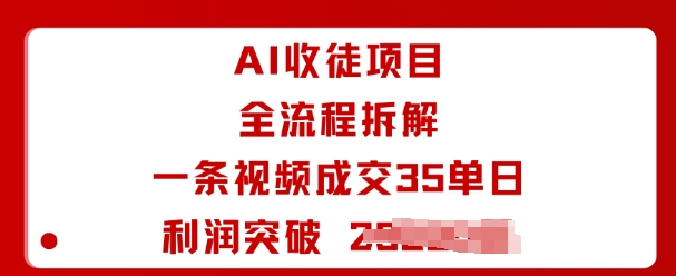 AI收徒项目全流程拆解一条视频成交35单日利润突破1k+-创学资源站