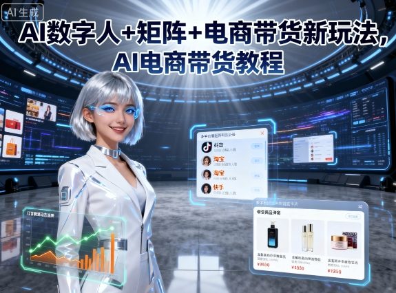 AI数字人+矩阵+电商带货新玩法，AI电商带货教程-创学资源站