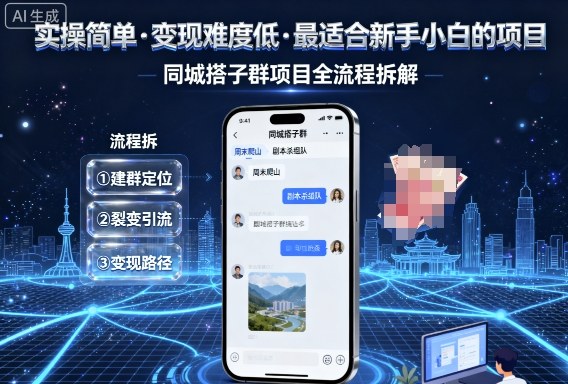 实操简单，变现难度低，最适合新手小白做的项目，每天轻松收入3张，同城搭子群项目全流程拆解-创学资源站
