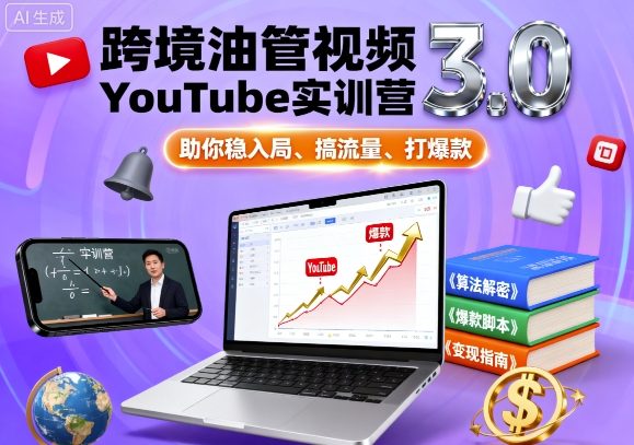跨境油管视频YouTube实训营3.0，助你稳入局、搞流量、打爆款-创学资源站