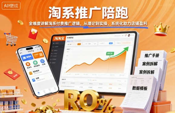淘系推广陪跑，全维度讲解淘系付费推广逻辑，从理论到实操，系统化助力店铺盈利-创学资源站