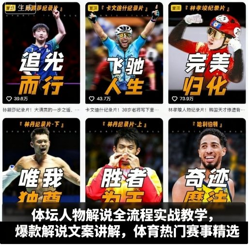 体坛人物解说全流程实战教学，爆款解说文案讲解，体育热门赛事精选-创学资源站