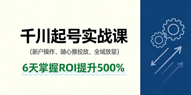 抖音千川起号实战课，新户操作,随心推投放,全域放量，6天掌握ROI提升500%-创学资源站