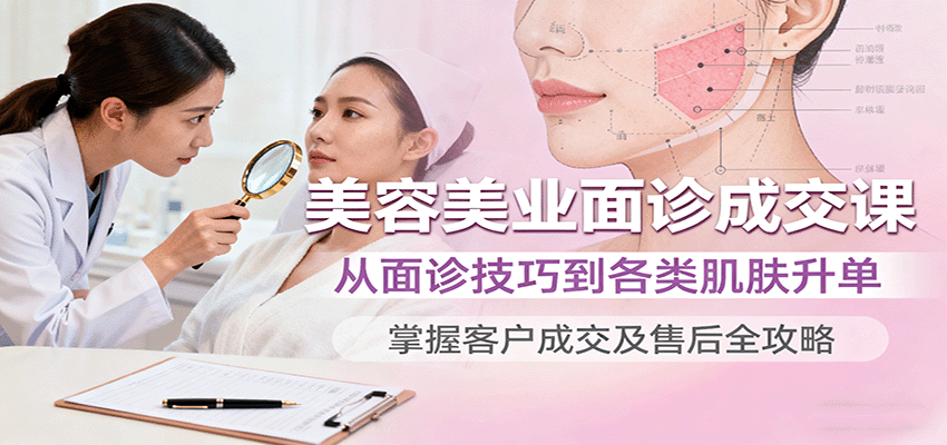 美容美业面诊成交课，从面诊技巧到各类肌肤升单，掌握客户成交及售后全攻略-创学资源站