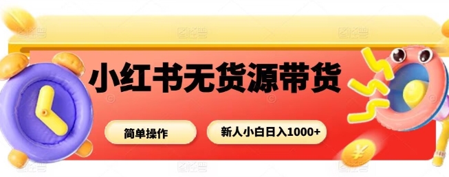 小红书无货源带货项目，简单无脑，新人小白日入多张-创学资源站