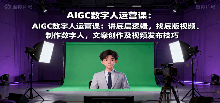 AIGC数字人运营课:讲底层逻辑,找底版视频、制作数字人,文案创作及视频发布技巧-创学资源站