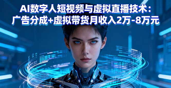 AI数字人短视频与虚拟直播技术：广告分成+虚拟带货月收入2万-8万元-创学资源站