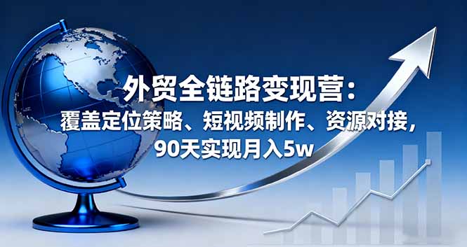 外贸全链路变现营：覆盖定位策略、短视频制作、资源对接，90天实现月入5w-创学资源站