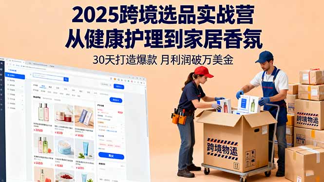 2025跨境选品实战营：从健康护理到家居香氛，30天打造爆款,月利润破万美金-创学资源站