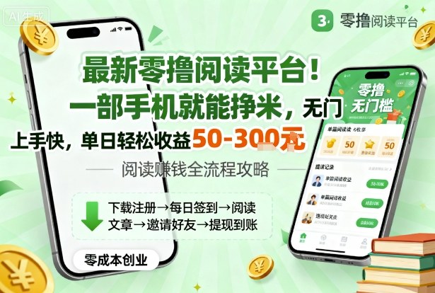 最新零撸阅读平台！一部手机就能挣米，无门槛上手快，单日轻松收益50-3张【揭秘】-创学资源站