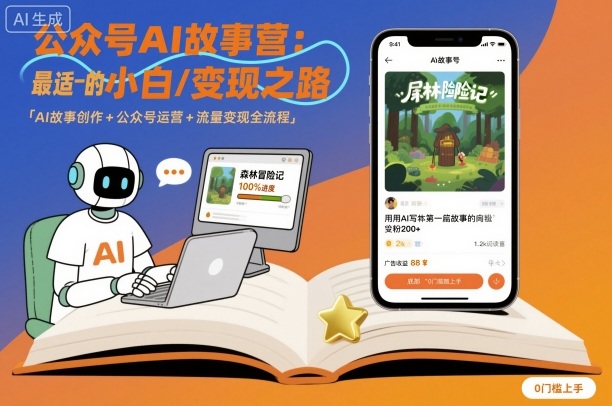 公众号ai故事营，最适合小白的自媒体变现之路-创学资源站