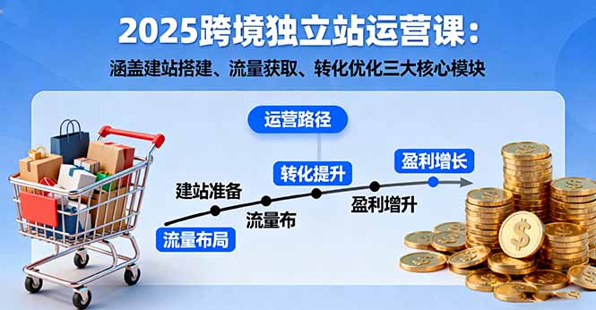 2025跨境独立站运营课：涵盖建站搭建、流量获取、转化优化三大核心模块-创学资源站