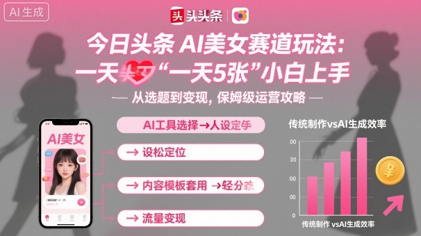 今日头条AI美女赛道玩法，一天轻松5张，小白轻松上手-创学资源站