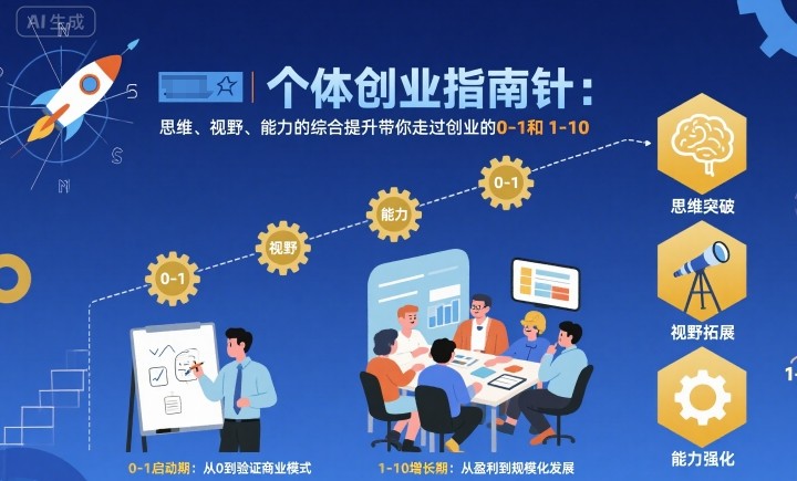 个体创业指南针，思维、视野、能力的综合提升带你走过创业的0-1和1-10【音频】-创学资源站