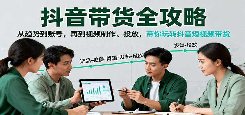 抖音带货全攻略：从趋势到账号，再到视频制作、投放，带你玩转抖音短视频带货-创学资源站