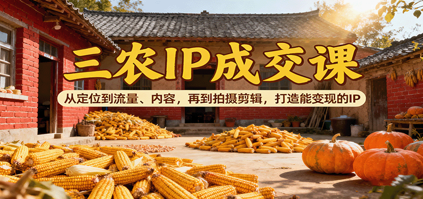 三农IP成交课：从定位到流量、内容，再到拍摄剪辑，打造能变现的IP-创学资源站