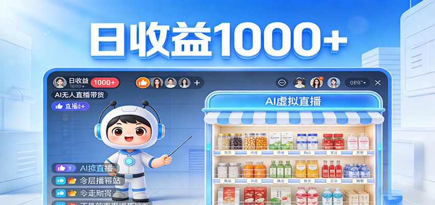 不用露脸不用说话，24小时自动卖货赚钱，全天自动直播，收益看得见-创学资源站