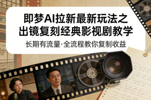 即梦AI拉新最新玩法之出镜复刻经典影视剧教学,长期有流量,全流程教你复制收益-创学资源站