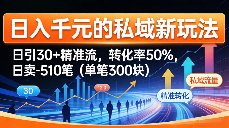 日入千米的私域新玩法：日引30＋精准流，转化率50%，日卖5-10笔(单笔300米)-创学资源站
