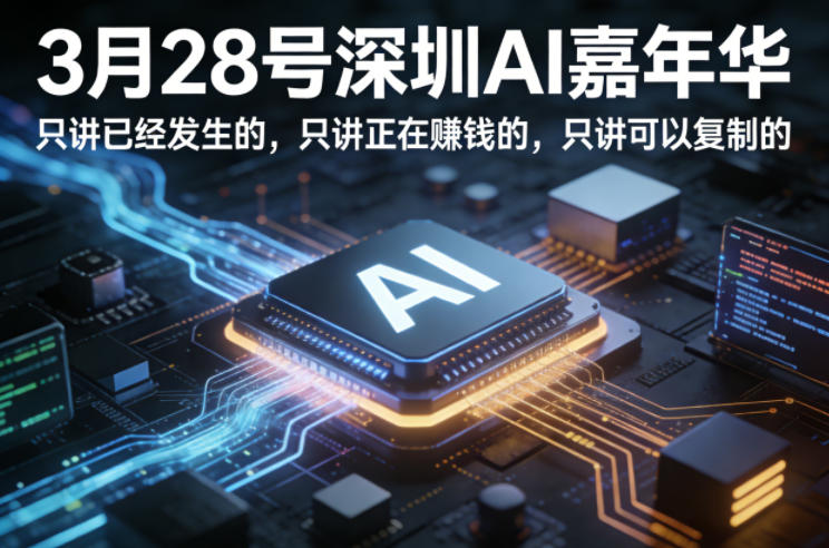 3月28号深圳AI嘉年华，只讲已经发生的，只讲正在賺钱的，只讲可以复制的-创学资源站
