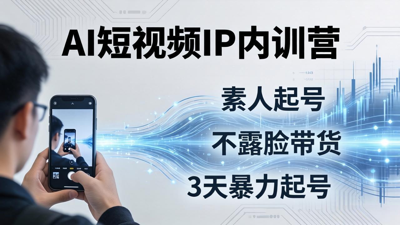 2026AI短视频IP内训营：从素人起号到不露脸带货，3天暴力起号全流程拆解-创学资源站