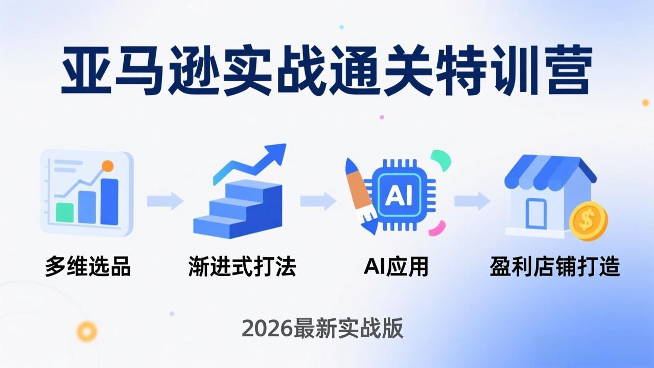 亚马逊实战通关特训营：26年4月更新，多维选品+渐进式打法+AI应用，从0到1打造盈利店铺-创学资源站
