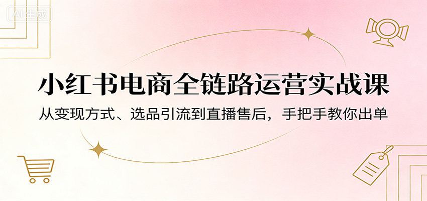小红书电商全链路运营实战课：从变现方式、选品引流到直播售后，手把手教你出单-创学资源站